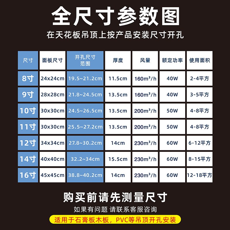 石膏板嵌入式8/10/12寸排气扇卫生间浴室PVC吸顶式静音金色换气扇