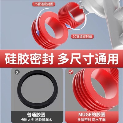厨房洗菜盆下水道防臭密封圈洗衣机密封塞75管三通反味密封堵盖子