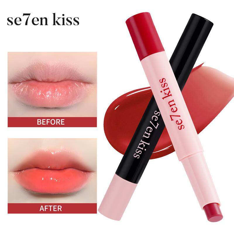 se7en kiss跨境唇霜水光镜面唇釉滋润保湿不沾杯口红笔唇彩全英文