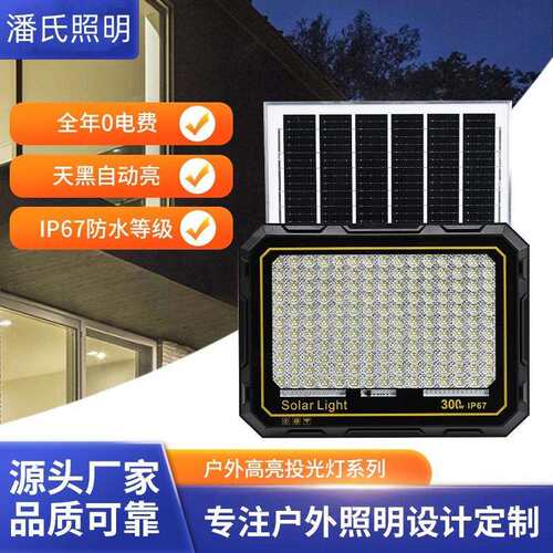 新款全自动太阳能灯超亮透镜LED投光灯家用室内外户外农村庭院灯