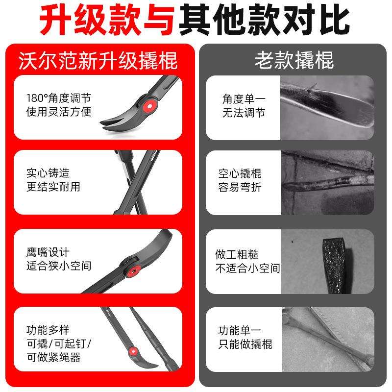 多功能撬棍起钉器 撬胎棒 撬杠钢撬棒翘棒双头棍棒加力杆汽修X20