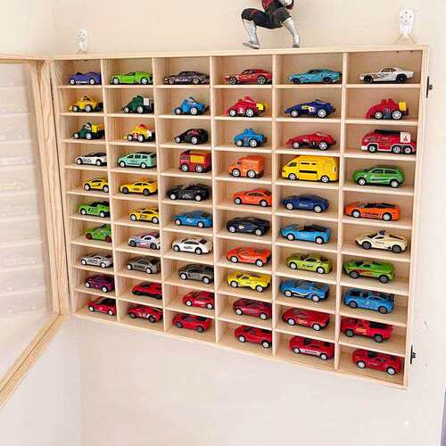 小气展示架风火轮汽车玩具车车实木多美卡164壁挂多格收纳盒收纳