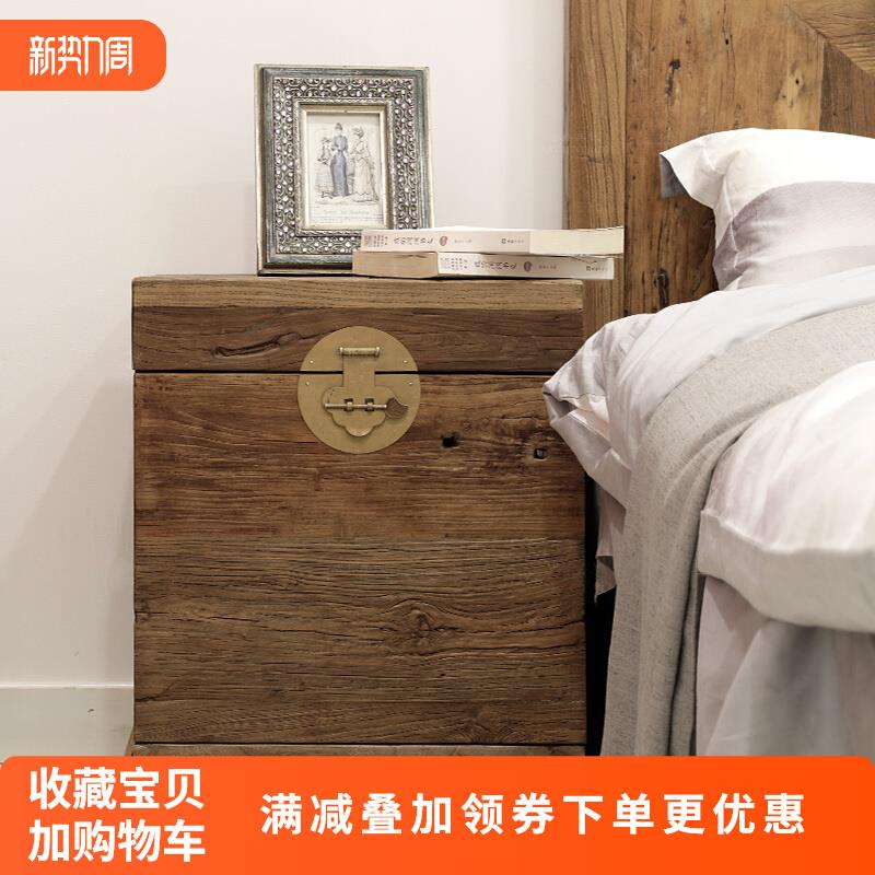 A6L老门板客厅沙发边几小边桌中式官箱茶几实木电话几床