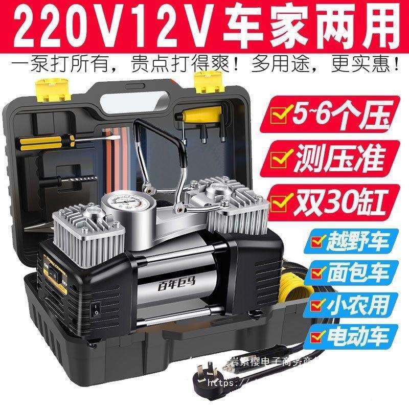 车家两用充气泵12v220v小车越野车冲气泵自动打气多功能加垒德株