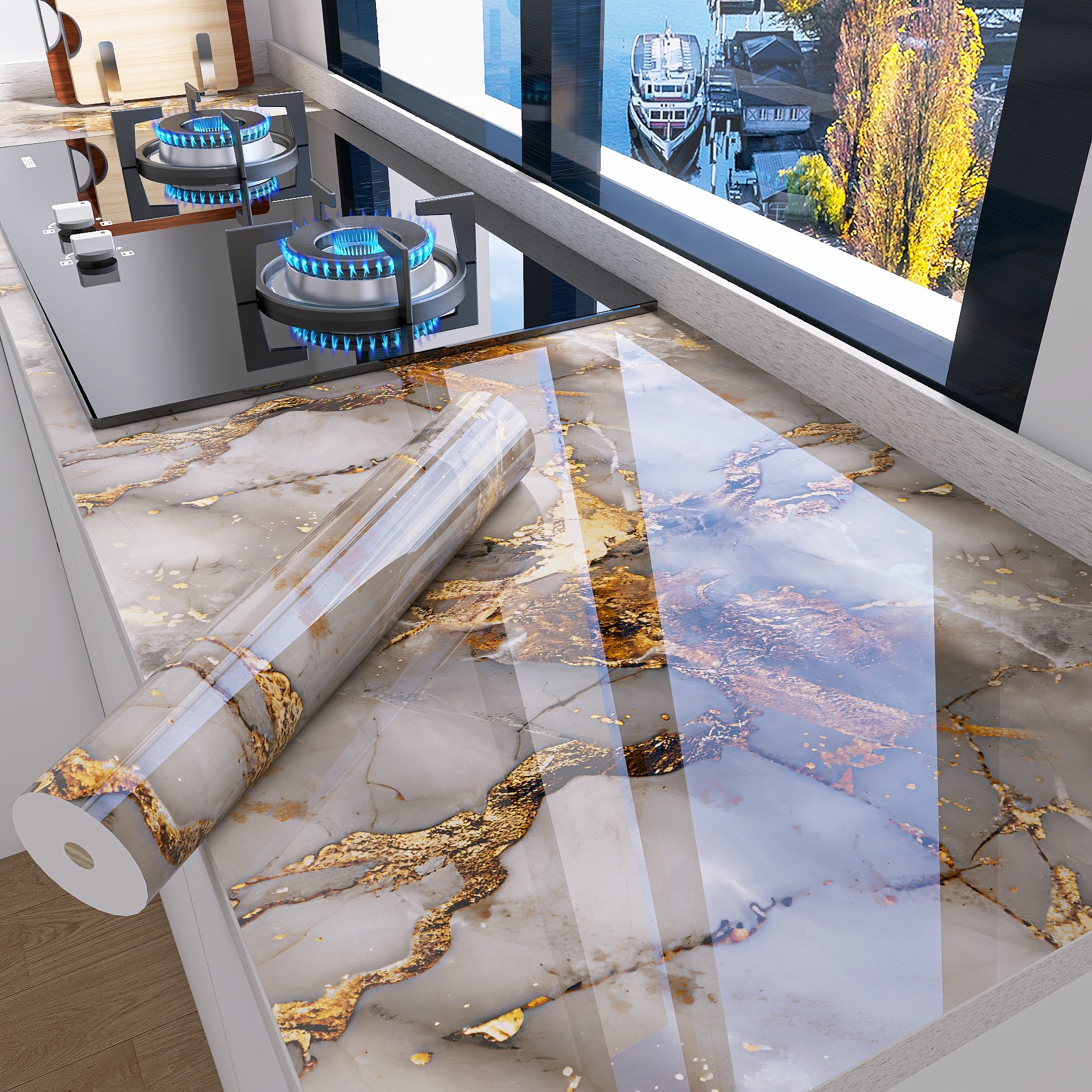 厨房防油贴纸防火耐高温加厚墙纸自粘防水灶台墙面大理石瓷砖贴纸,家居饰品,软装墙贴,淘宝优惠券,粉丝福利购,淘宝优惠卷