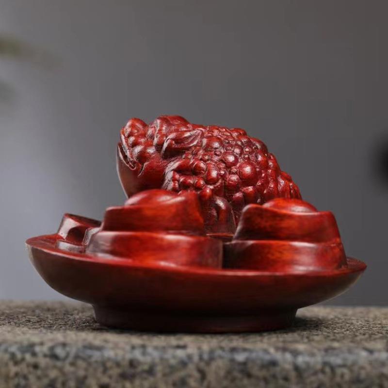 厂家赞比亚小叶紫檀雕刻金蟾元宝款8×7.5×4.5客厅摆饰摆件
