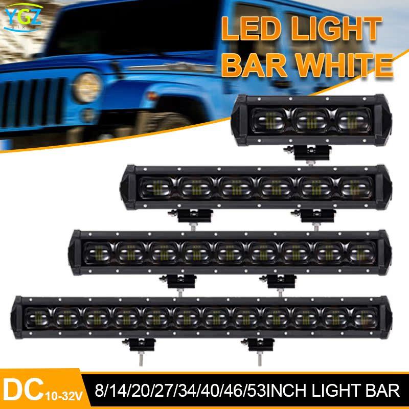外贸8-14inch黑晶透镜6D单排30W60W汽车LED长条灯改装车灯
