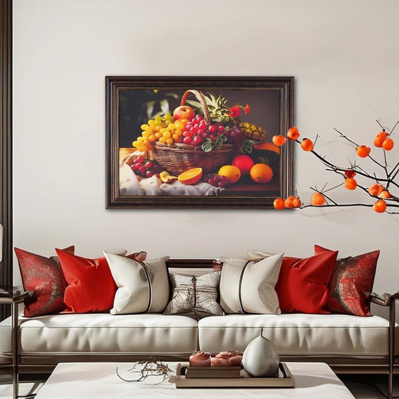 静物水果装饰画欧式古典餐厅饭厅厨房墙面挂画客厅油画壁画复古风