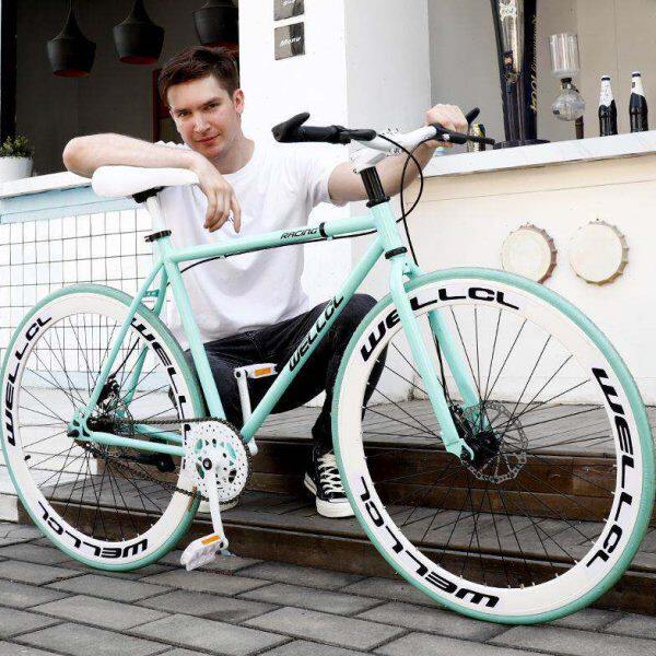 双碟刹胎大人轻便公路上班实心单车男女死飞自行车网红式学生赛车