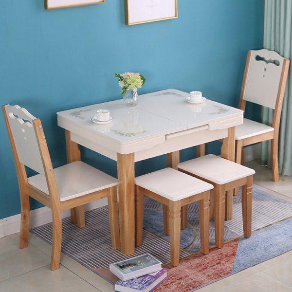 带电磁炉餐桌椅组合小户型可伸缩折叠钢化玻璃火锅桌实木4人6人,住宅家具,玻璃餐桌,淘宝优惠券,粉丝福利购,淘宝优惠卷