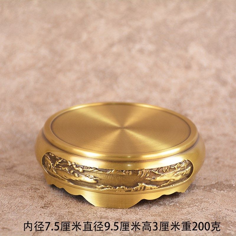 宏达 全黄铜浮雕山水铜底座 玄关葫芦底托香炉底座铜器礼品摆件,特色手工艺,其他特色工艺品,淘宝优惠券,粉丝福利购,淘宝优惠卷