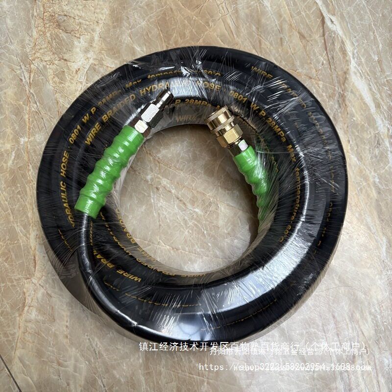 压清洗机出水管布纹橡胶防爆钢丝管黑猫洗车机3/8快接头55/58欧洲