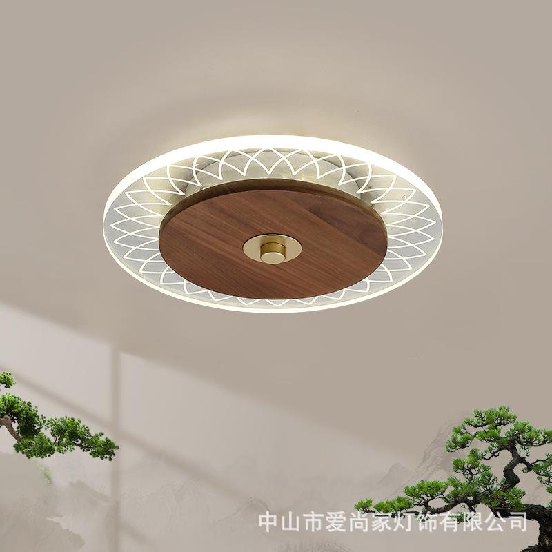 过道灯玄关灯新中式门厅led灯入户灯黑胡桃实木极简走廊阳台灯具