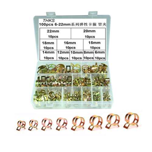 100pcs/盒6mm-22mm系列镀彩锌弹性卡箍软管夹日式环箍CPU燃油管夹