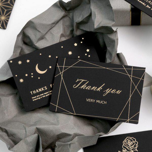 烫金小卡片黑色留福高档创意祝言教师节贺卡商务感谢贺卡生日简约