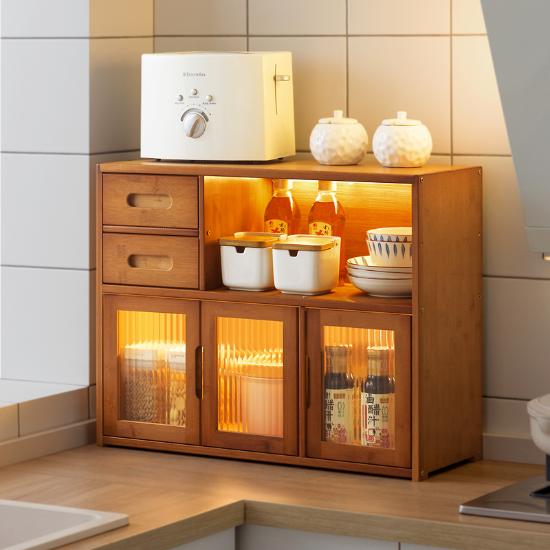 碗架厨房置物架h台面多层调味料收纳柜桌面碗碟储物柜子家用餐边