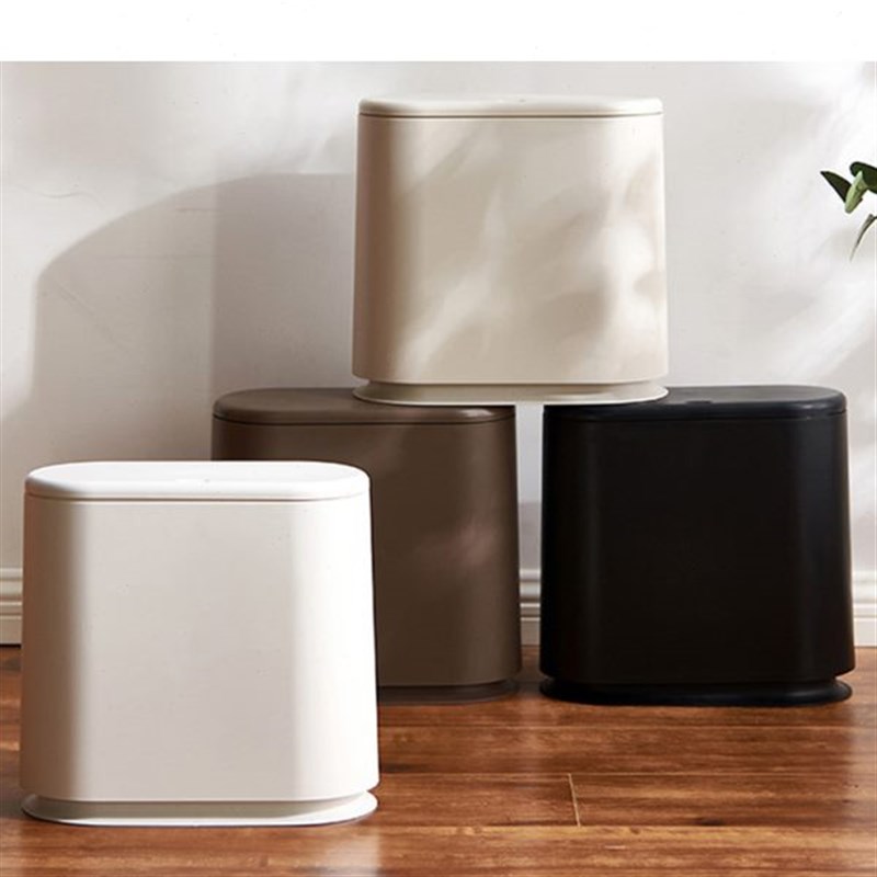 夹缝椭弹收纳纸篓家用o桶分类盖垃圾桶按压式圆形塑料桶日式卫生