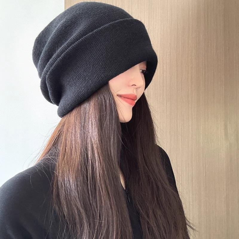 2025 大头专属款 慵懒酷感帽子羊绒堆堆帽男女款U保暖护耳帽冷帽