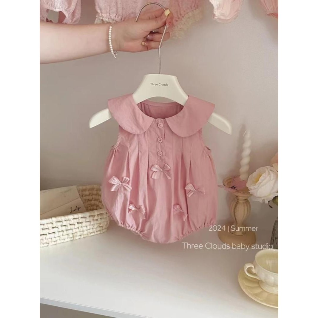 2025夏季新款婴儿蝴蝶结皮粉色哈衣小月龄宝宝衣服清新公主包屁衣,童装/婴儿装/亲子装,衬衫,淘宝优惠券,粉丝福利购,淘宝优惠卷