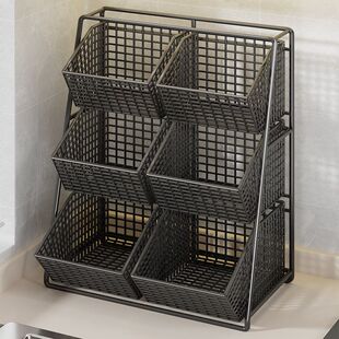 新款台面菜篮子置物架桌面多层菜架子小型储菜厨房姜葱蔬菜收纳筐