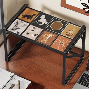 打印机置物架办公室桌面复印机多功能收纳支架台面小型双层放置架