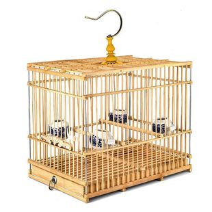 竹制鸟笼秀眼长笼方笼小号笼子靛颏竹子方笼玉鸟相思鸟带配件