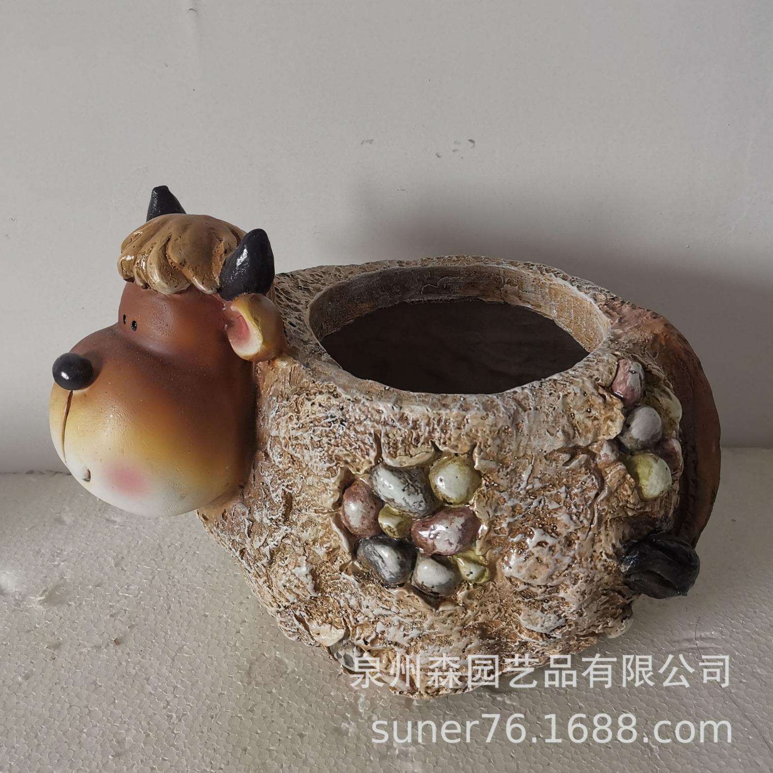 树脂工艺品仿真动物小羊花缸花盆园林园林家居摆设庭院别墅阳台