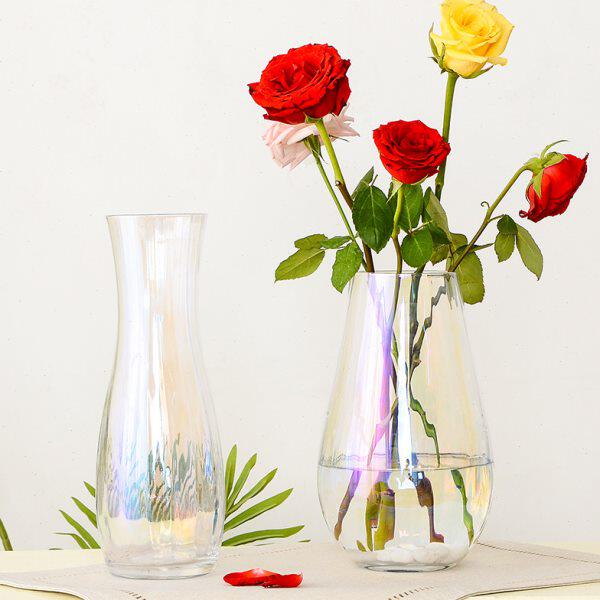 水培插花装饰花小清新轻奢富贵竹彩色器摆件客厅北欧透明玻璃花瓶