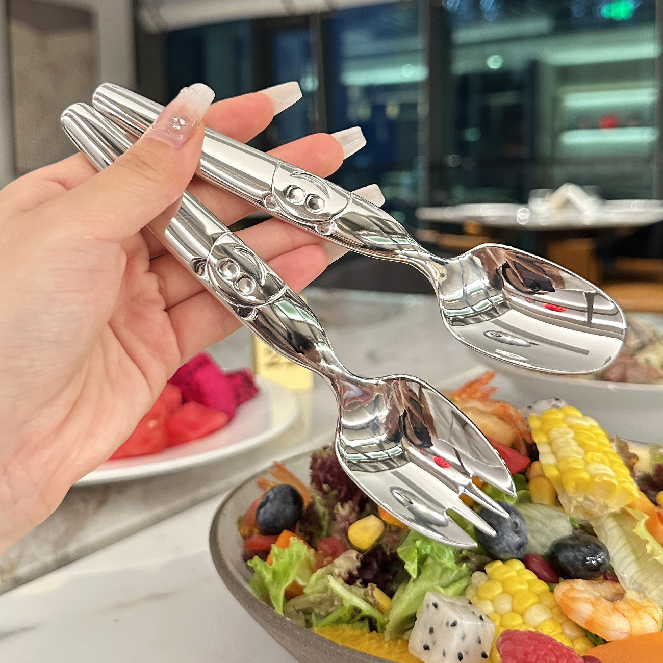 【老板娘家里自用款】儿童316z不锈钢叉子吃饭叉勺子叉汤匙叉形勺