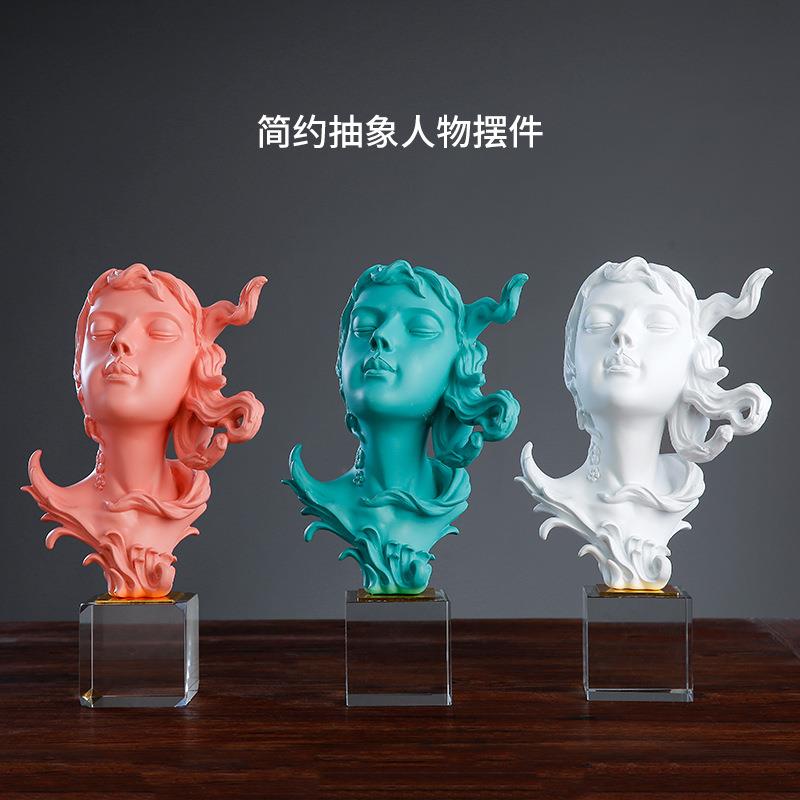 北欧创意人物头像雕塑装饰品摆件客厅办公室美女思想者工艺品摆设