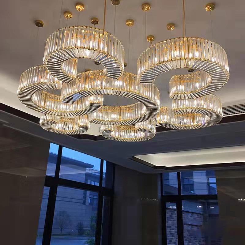 中山酒店灯饰厂家C字型水晶灯轻奢售楼处大堂灯具展厅宴会厅吊灯
