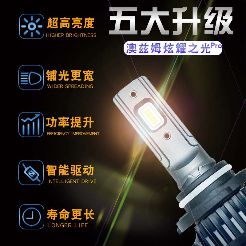 澳兹姆LED大灯汽车超亮强光灯泡H7 H11车灯9005 9012远近光灯一体