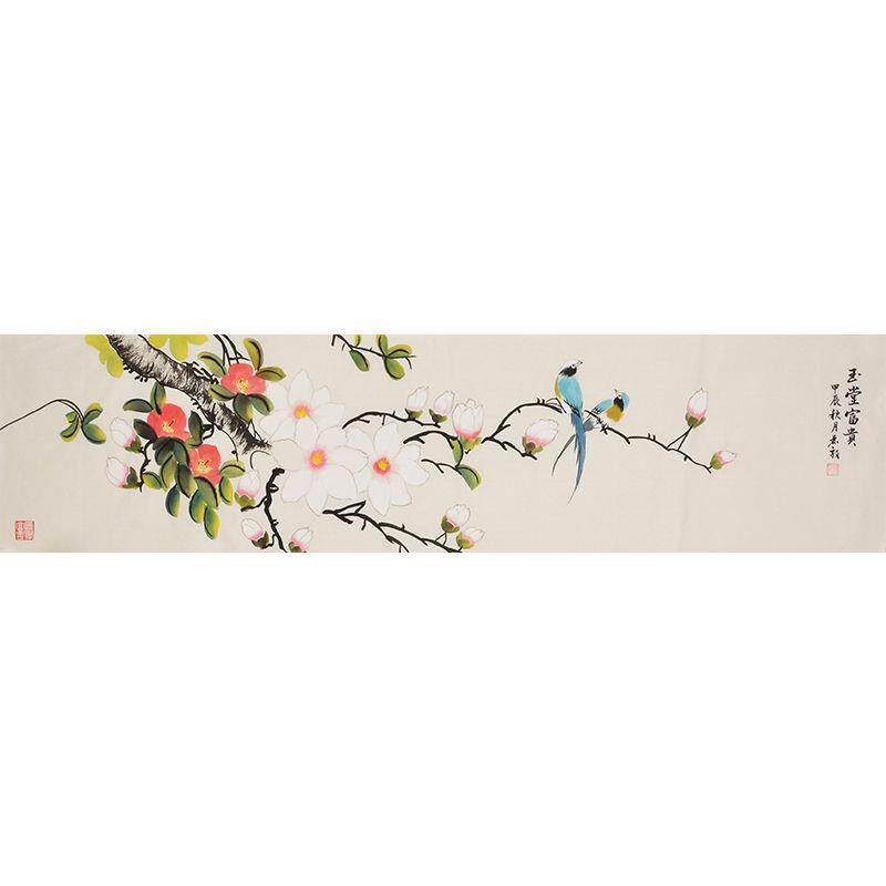 纯手绘写意花鸟装饰画国画水墨画办公室画玄关画玉堂富贵年年有余