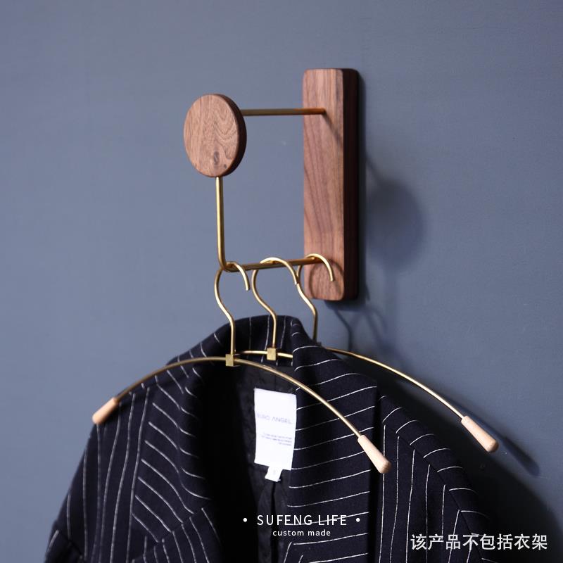 实木衣架壁挂衣架收纳架卧室挂衣架家用简易收纳架挂衣服架子