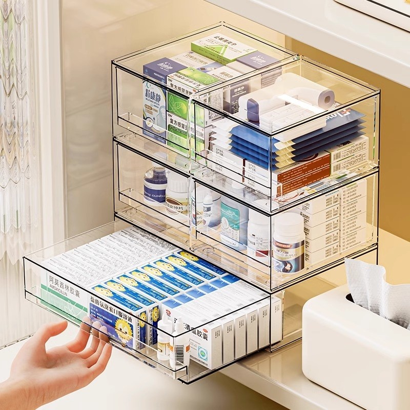 医药箱抽屉式药品收纳盒透明药物防尘整理盒家用大容量多层储物盒,收纳整理,桌面收纳盒,淘宝优惠券,粉丝福利购,淘宝优惠卷