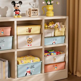 卡通带盖收纳筐家用杂物收纳盒衣柜衣物储物箱大号玩具零食整理箱