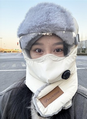 骑车防寒帽子冬季骑车保暖帽子骑行防风面罩吹不翻护耳帽保暖神器