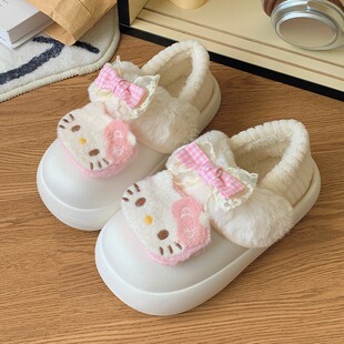 kt猫棉拖鞋女款冬季外穿可拆洗防滑防水居家室内包跟保暖棉鞋秋千