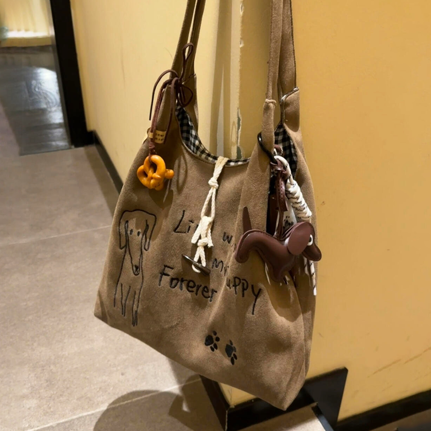 小狗托特包包女2025新款大容量单肩包上班通勤电脑包日系复古卡通