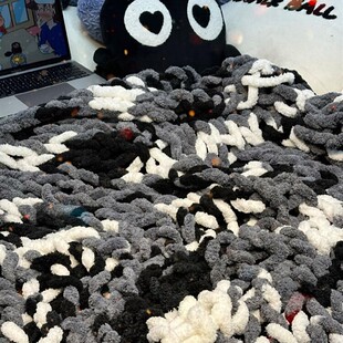 猫尾巴线手指编织毯子盖毯被子手工diy材料包送男女朋友闺蜜礼物