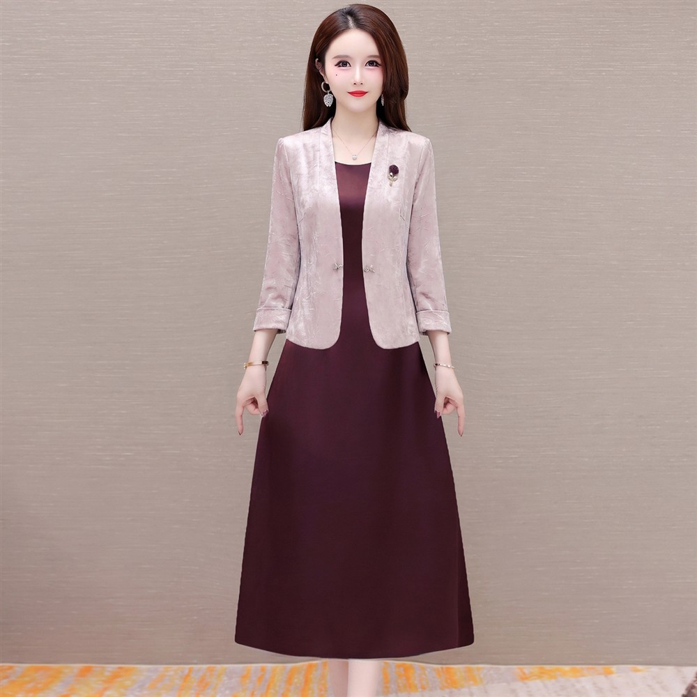 连衣裙女春夏季2026新款年漂亮洋气妈妈礼服重要场合两件套裙