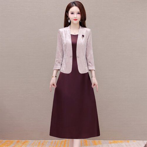 连衣裙女春夏季2026新款年漂亮洋气妈妈礼服重要场合两件套裙