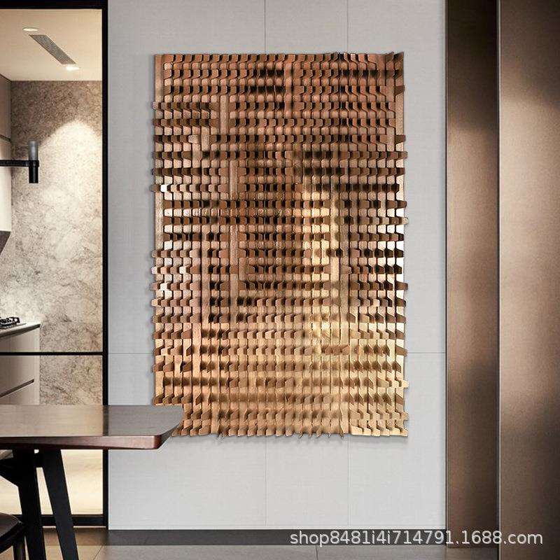 设计师款软装酒店售楼处装饰画5d立体金属工艺画玄关走廊过道挂画