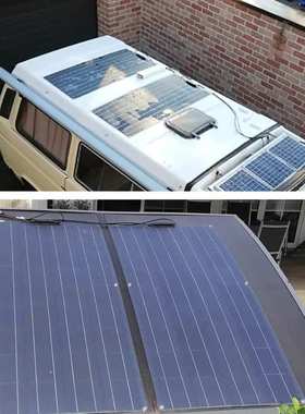 黑色太阳能半柔性板110w220w300w360w车顶船顶太阳能电池发电板
