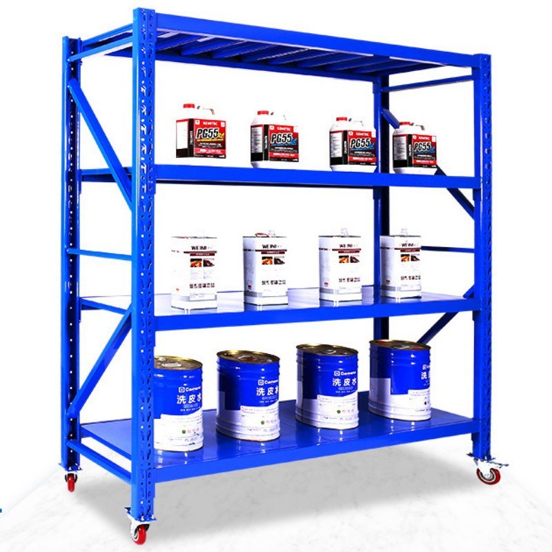 带轮子货架重型储物架r工厂收纳轻型铁架子电商快递可移动货架