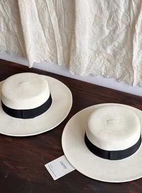 CAPPP升级帽檐平顶草帽大头围可戴显P脸小百搭气质礼帽