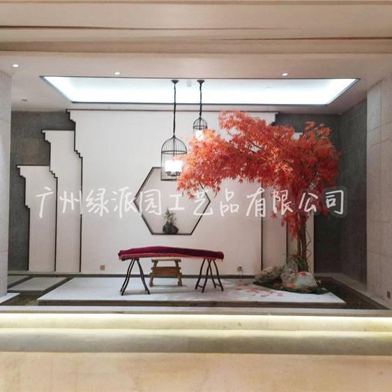 洗浴中心装饰大型仿真红枫树 真树干人造红枫树 接受各种假树