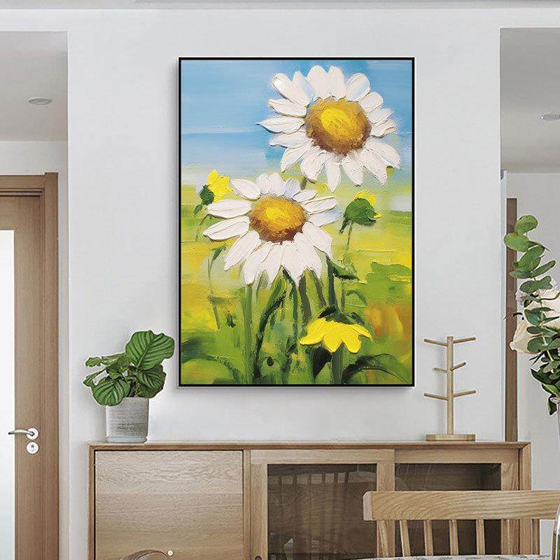 外贸纯手绘油画大副抽象花卉卧室画玄关餐厅客厅装饰画肌理油画
