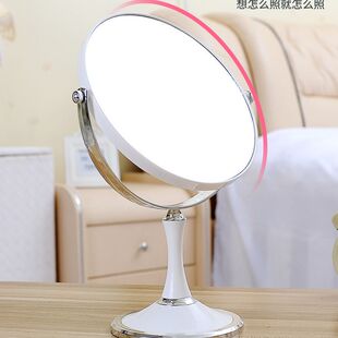 大号圆镜台式化妆镜欧式镜子双面梳妆镜便携公主镜6寸8寸带放大面