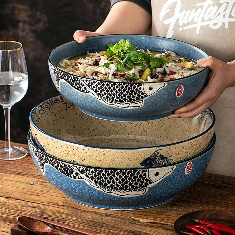 酸菜鱼大盆碗汤碗家用超大号陶瓷和面盆水煮鱼大深碗毛血旺专用,餐饮具,盘,淘宝优惠券,粉丝福利购,淘宝优惠卷